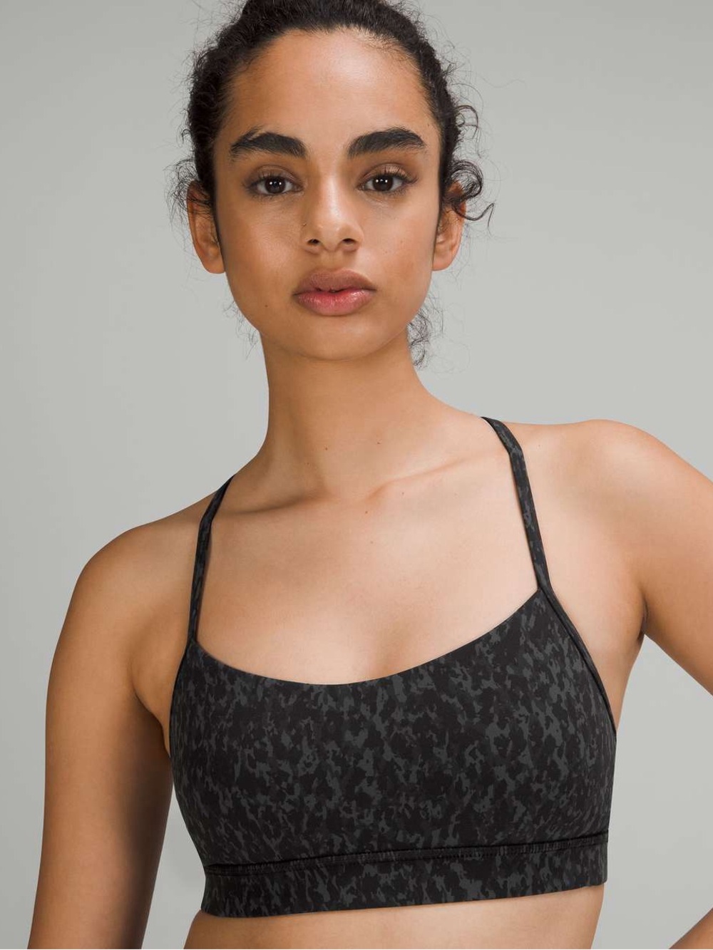 Lululemon Flow Y Nulu Bra *Light Support, A–C Cups- Leopard Camo Deep Coal Multi